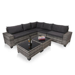 7-Piece Outdoor Patio Furniture Sets, All-Weather Wicker Rattan Sectional Sofa, Modern Two Glass Coffee Table And Washable Seat Cushion EX-STOCK Canada 