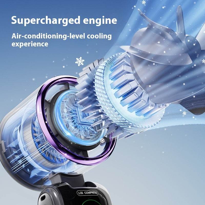 New Ice Pack High-Speed Handheld Eletirc Fan Speed Adjustable Folding Mini Fan Portable Outdoor Hanging Neck Small Fan - EX-STOCK Canada