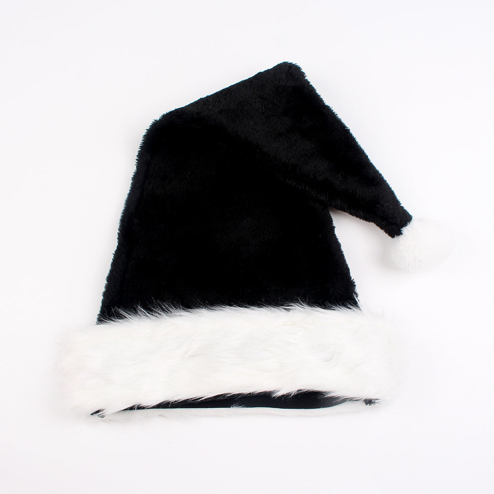 Black Christmas Hat Halloween Plush Hat Thickened Plus-sized Christmas Hat EX-STOCK Canada 