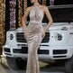 Fashion Halter neck Sheath Velvet Banquet Evening Party Dress - EX-STOCK CANADA