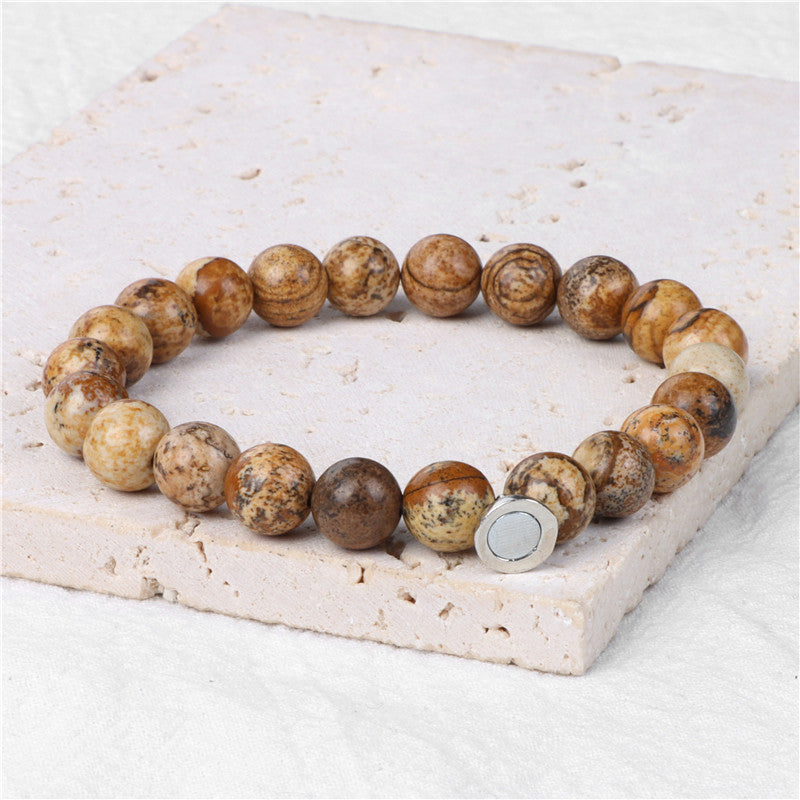 Lava Volcanic Stone Couple Magnetic Clasp Bracelet