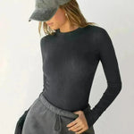 Elegant Chic Long sleeve Elastic Crop Top for Women - EX-STOCK CANADA