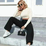 Elegant Ripped Wide-leg Baggy Jeans Pant Women - EX-STOCK CANADA