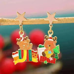 Fashionable Asymmetric Cartoon Dripping Oil Christmas Elk Earrings - EX-STOCK CANADA