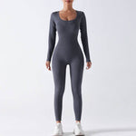 Seamless Long Sleeve Yoga Jumpsuit Bodycon Women Activewear Athleisure Romper - EX-STOCK Canada