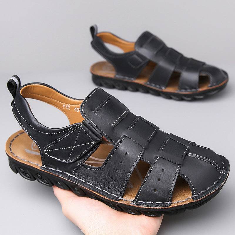 Men's Leather Sandals Soft Bottom Non-slip  EX-STOCK CANADA