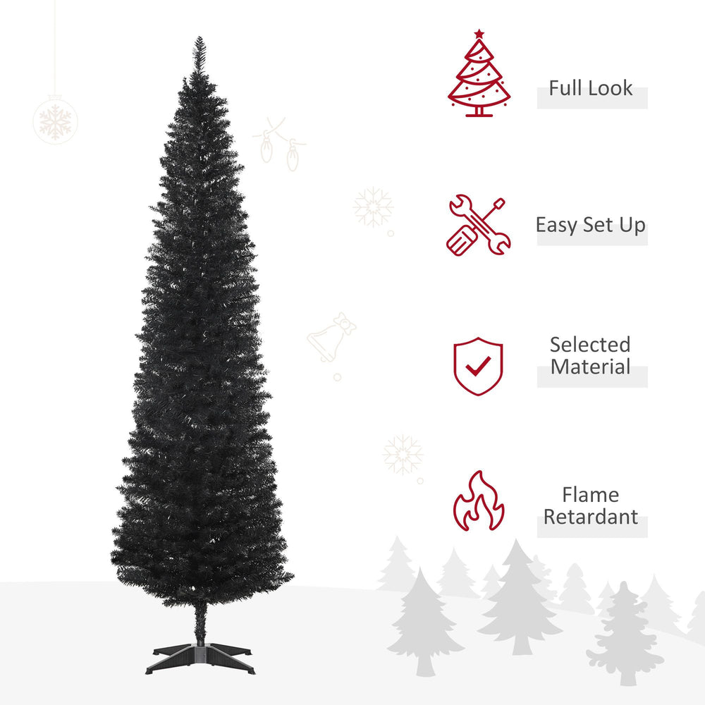 7FT Artificial Christmas Tree, Pencil Christmas Tree With Realistic Branches, Stable Stand, Black EX-STOCK Canada 