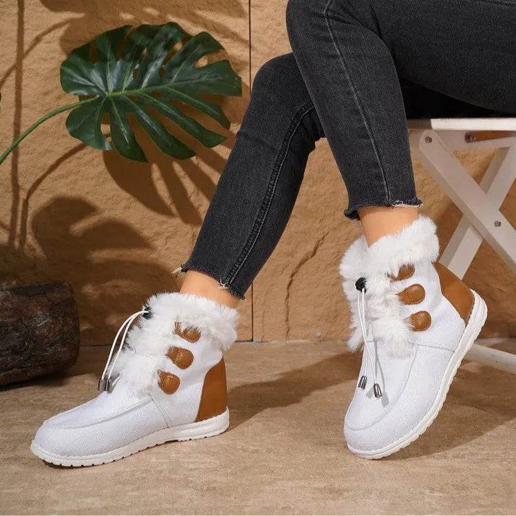 Fashion Round Toe Snow Boots Winter Warm Plush Flat Cotton Shoes Versatile Simple Short Boot For Women - EX-STOCK Canada