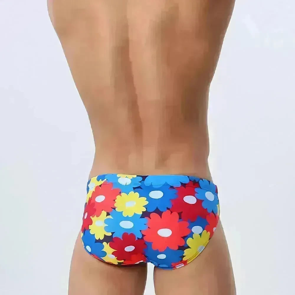 Flower Colorful Printing Swim Briefs - EX-STOCK CANADA