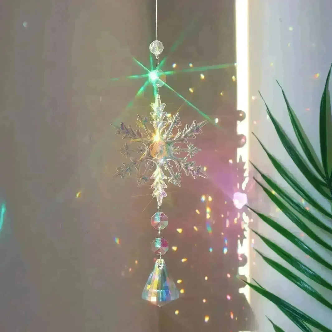 Christmas Colorful Snowflake Crystal Sun Catcher Ice Pillar Pendant Window Christmas Tree Decoration Party Pendant Christmas Decorations - EX-STOCK CANADA
