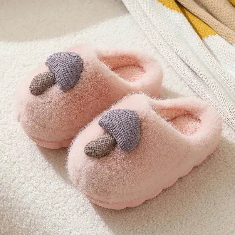 Cute Mushroom Cotton Slippers For Women Thick-soled Autumn And Winter Plush Slipper Indoor Non-slip Eva Household Furry Shoes - EX-STOCK Canada
