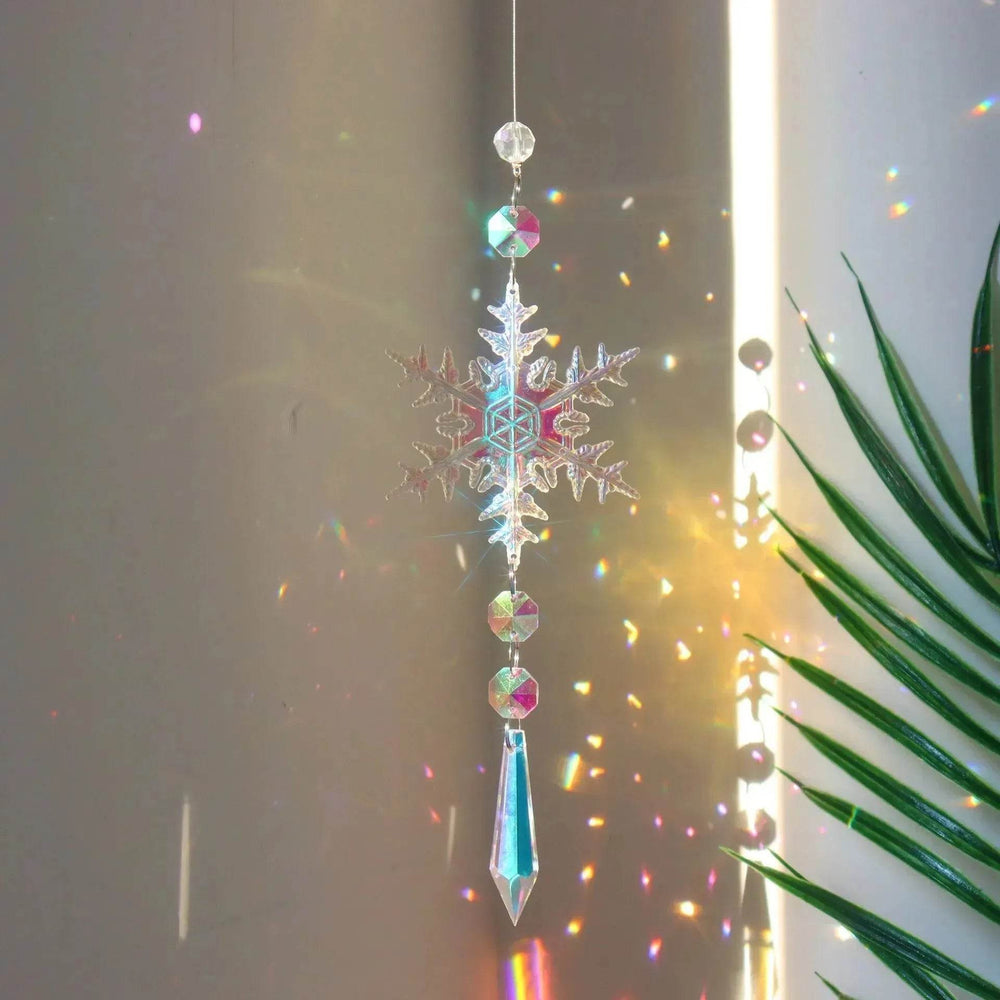 Christmas Colorful Snowflake Crystal Sun Catcher Ice Pillar Pendant Window Christmas Tree Decoration Party Pendant Christmas Decorations - EX-STOCK Canada