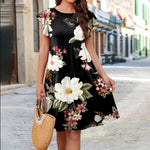 Ruffle Sleeve Dress Summer Loose Flower Print Beach Dresses Sweet Skirt Women - EX-STOCK CANADA