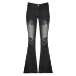 Printed Worn Baggy Jeans Pant Slimming Washed Women - EX-STOCK Canada