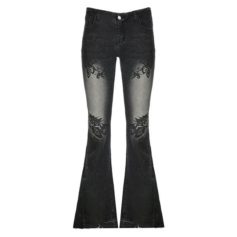 Printed Worn Baggy Jeans Pant Slimming Washed Women - EX-STOCK Canada
