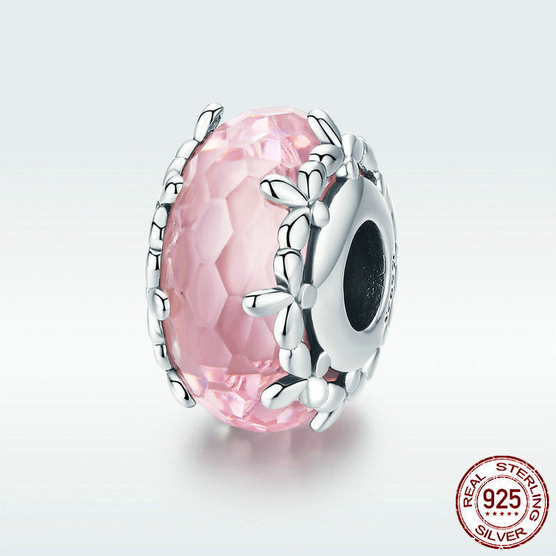 DIY Sterling Silver Beads S925 Cut Surface Glass Bead