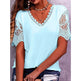 Summer Lace Tops Loose V Neck Short Sleeve Casual top - EX-STOCK Canada
