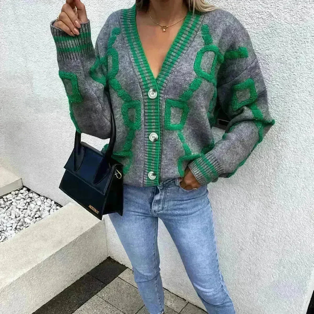 Batwing Sleeves V-neck Knitted Button Jacket Cashmere Cardigan Sweater Women - EX-STOCK CANADA