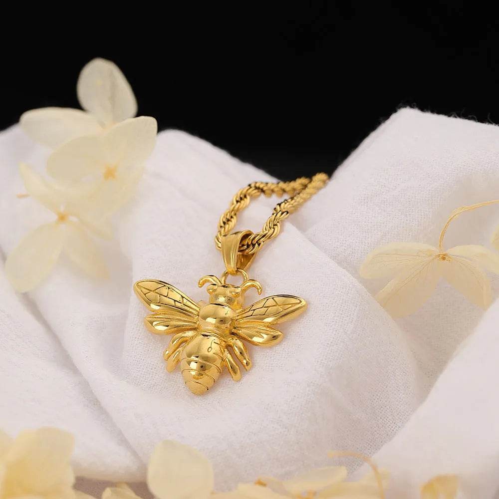 Titanium Steel Bee Necklace Stainless Steel gold - EX-STOCK Canada