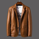 Leather Men's Autumn And Winter Jacket Thin Lapel - EX-STOCK Canada