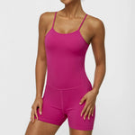 Thin Strap Yoga Clothes Shorts Suit Nude Feel One-piece Workout Top - EX-STOCK CANADA