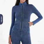 Fashion Slim fit Zipper High neck Denim Jacket for women - EX-STOCK CANADA
