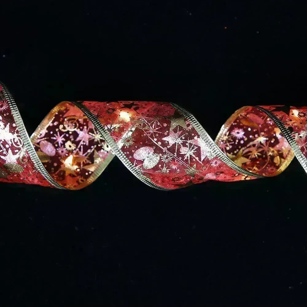 LED Lights Hot Stamping Double-layer Ribbon Christmas Decorations - EX-STOCK CANADA
