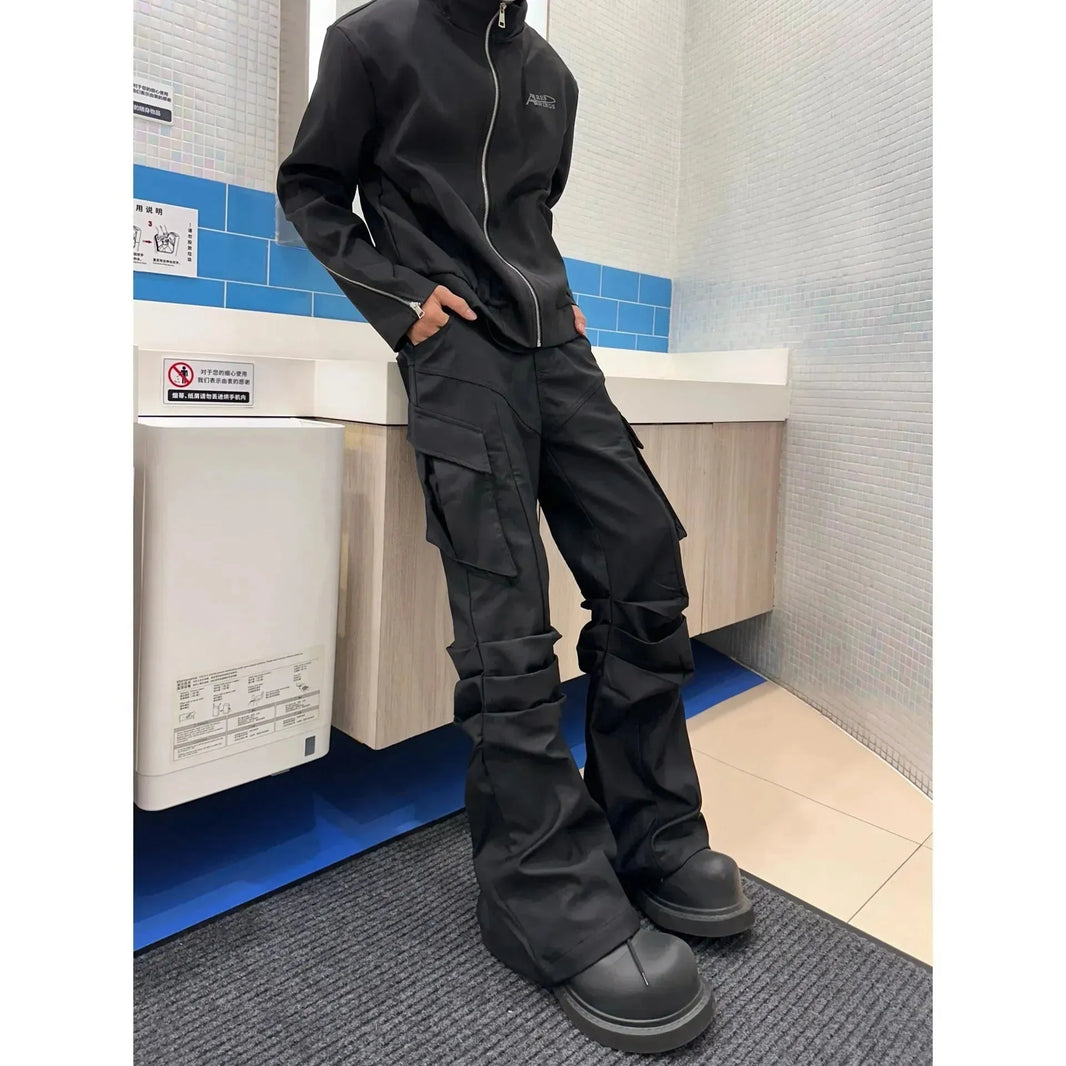 Large Pocket Pleated Black Y2K Cargo Pants Men - EX-STOCK CANADA