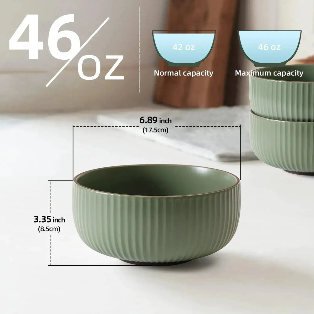 Ceramic Bowls For Kitchen, 46oz Bowl Set Of 4 For Cereal, Salad, Pasta, Soup, Dessert, Serving Dishwasher, Microwave And Oven Safe - EX-STOCK CANADA