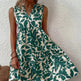 Bohemian Dresses Summer Beach Fashion Loose V-neck Pleated Print Sleeveless Dress For Women - EX-STOCK CANADA