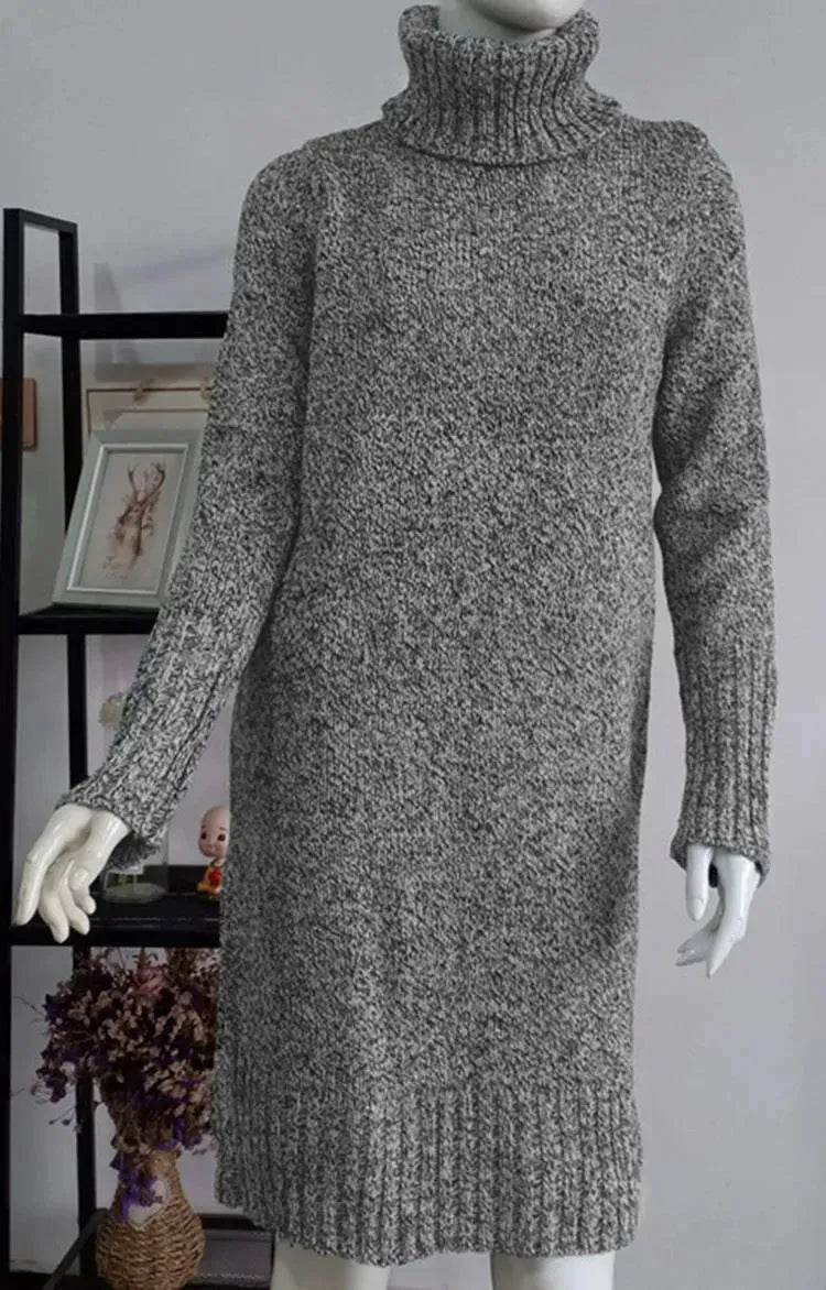 Autumn Winter Cashmere Mini High Neck Sweater Dress - EX-STOCK Canada