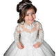 Girls' Flower Girl Princess Dress – Ivory White Lace Tulle Ball Gown (80–160cm)