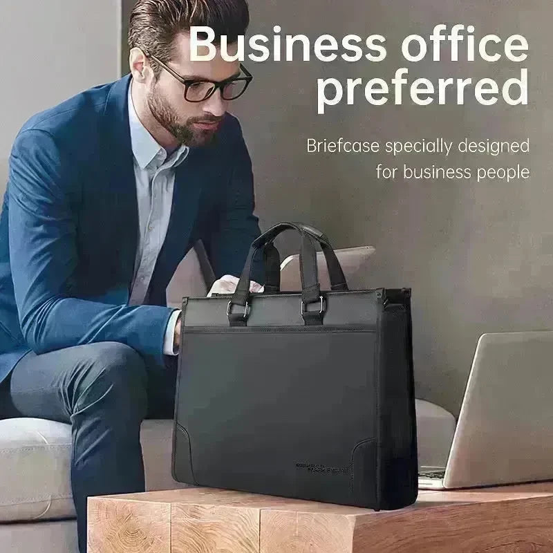 Men's Business Handheld Notebook Computer Best Leather Black Briefcase - EX-STOCK CANADA
