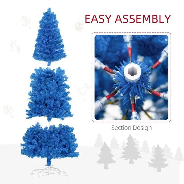 6FT Pencil Christmas Tree, Artificial Christmas Tree With Automatic Open For Home Party, Blue EX-STOCK Canada 