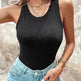 Cotton Round Neck Vest Top Summer Casual Solid Color Bottom Sleeveless Tank Top  For Women - EX-STOCK CANADA