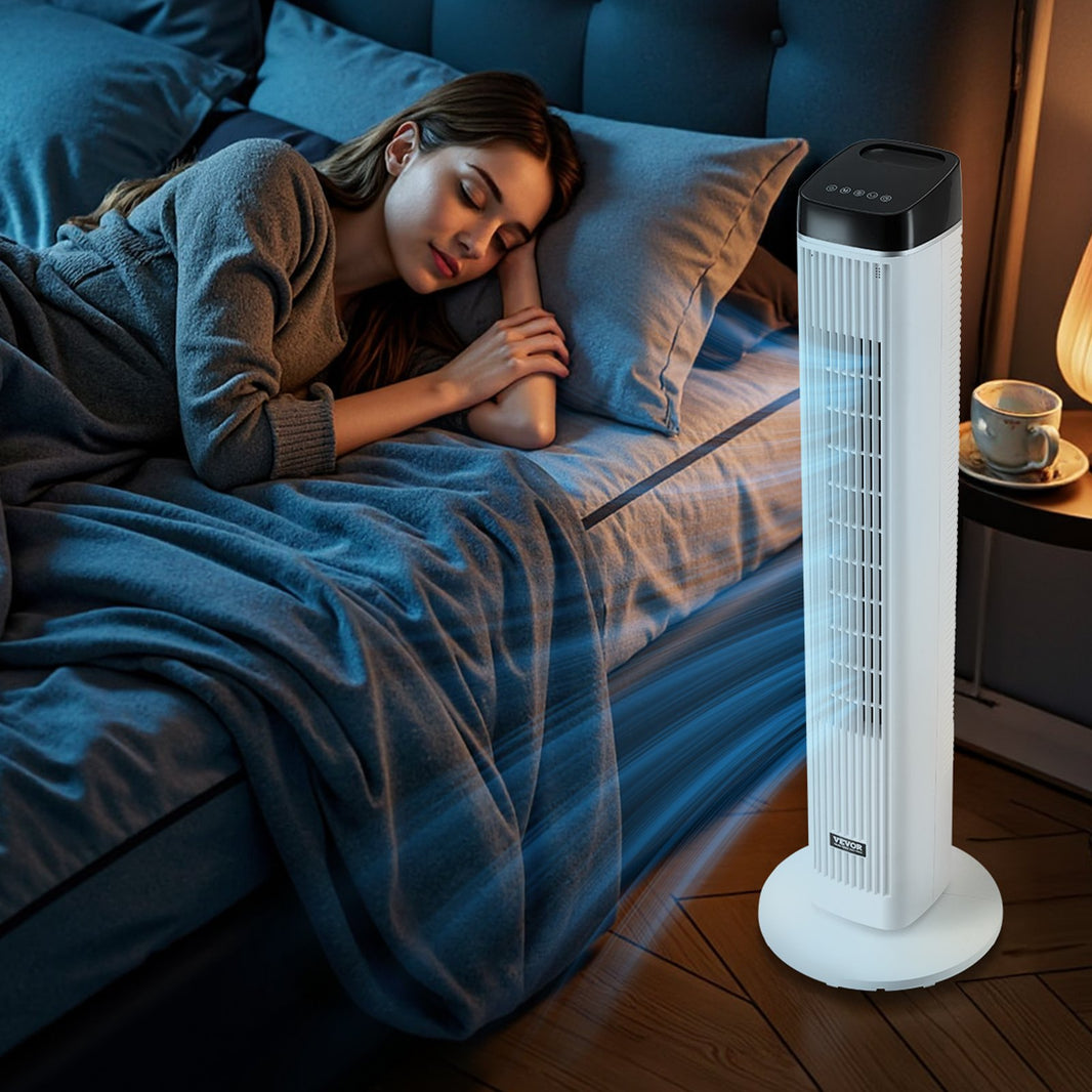 Oscillating Tower Fan 9H Timer  High Velocity With Remote Control 