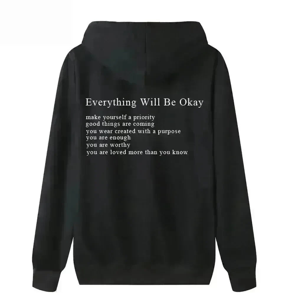 Everything Will Be Okay Loose Casual Men's And Women's Korean Version Loose Round Neck Top - EX-STOCK CANADA