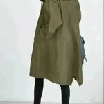 Women Casual Style Hoodie Windbreaker Mid-Length Long-Sleeved waist Jacket - EX-STOCK CANADA