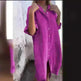 Women Loose Casual Half Sleeve Cotton Linen Buttoned down  Shirt Dress - EX-STOCK CANADA