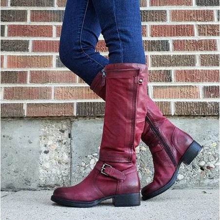Round Toe Low Heel High Leg Boot - EX-STOCK Canada