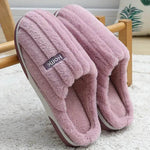 Home Cotton Slippers Women's Winter Plus Size Striped Plush Indoor - EX-STOCK Canada