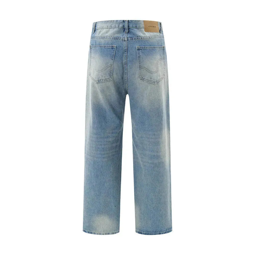 American Retro Wash Gradient Spray Painting Denim Trousers Men Jeans - EX-STOCK CANADA