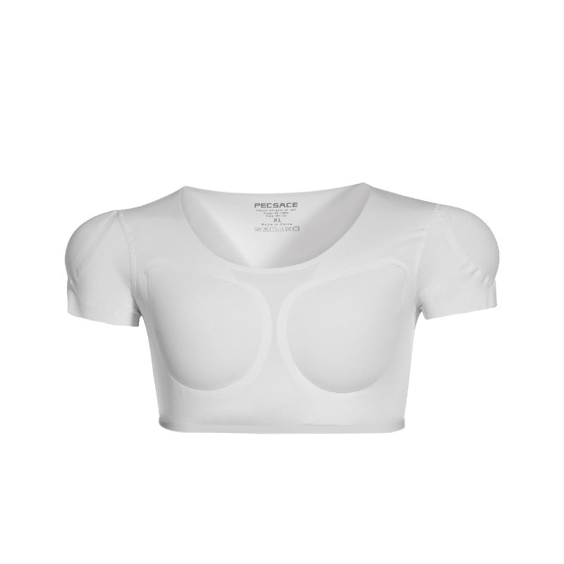 White crop top with short sleeves on a white background