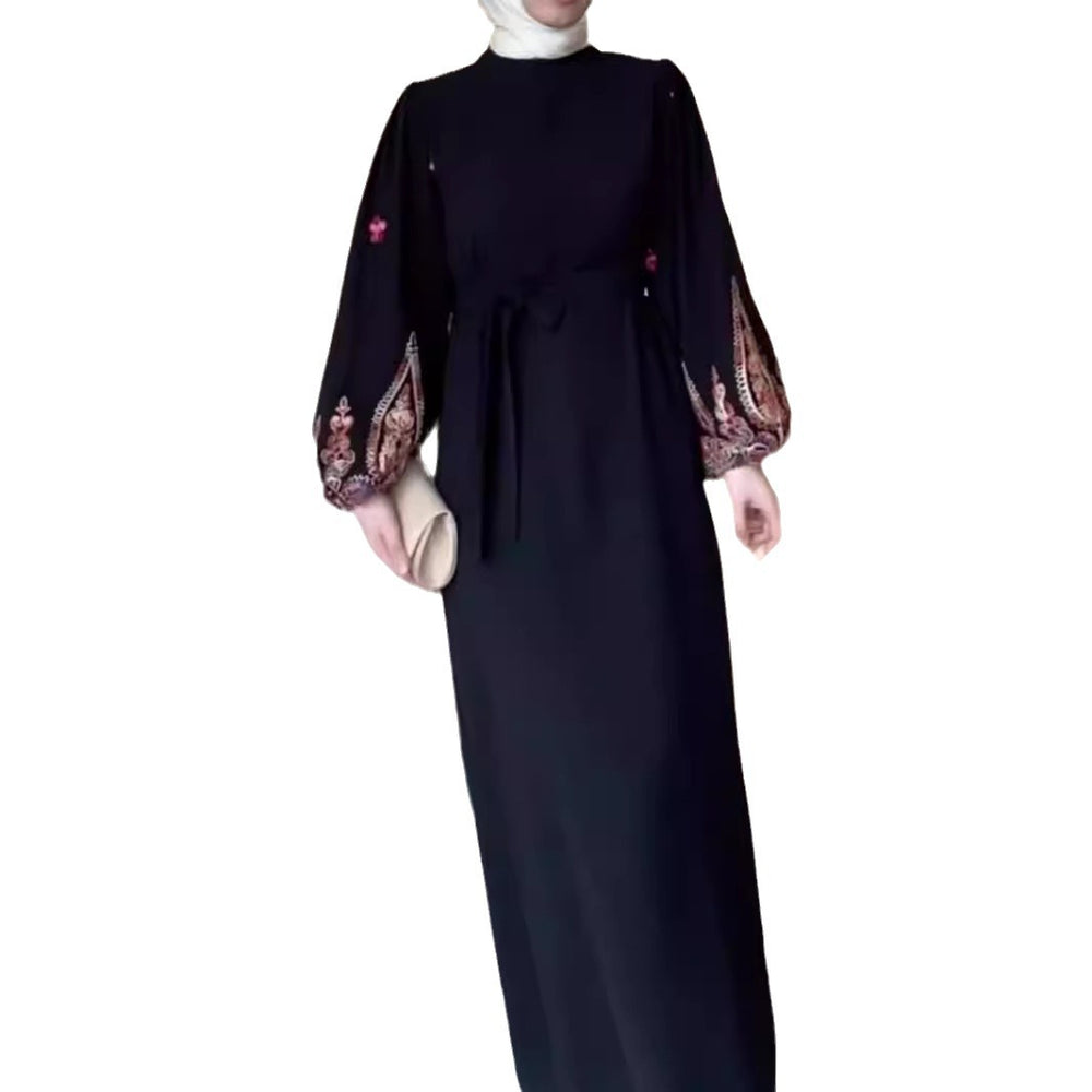 Temperament Printed Loose Long Muslim Gown Dress - EX-STOCK Canada
