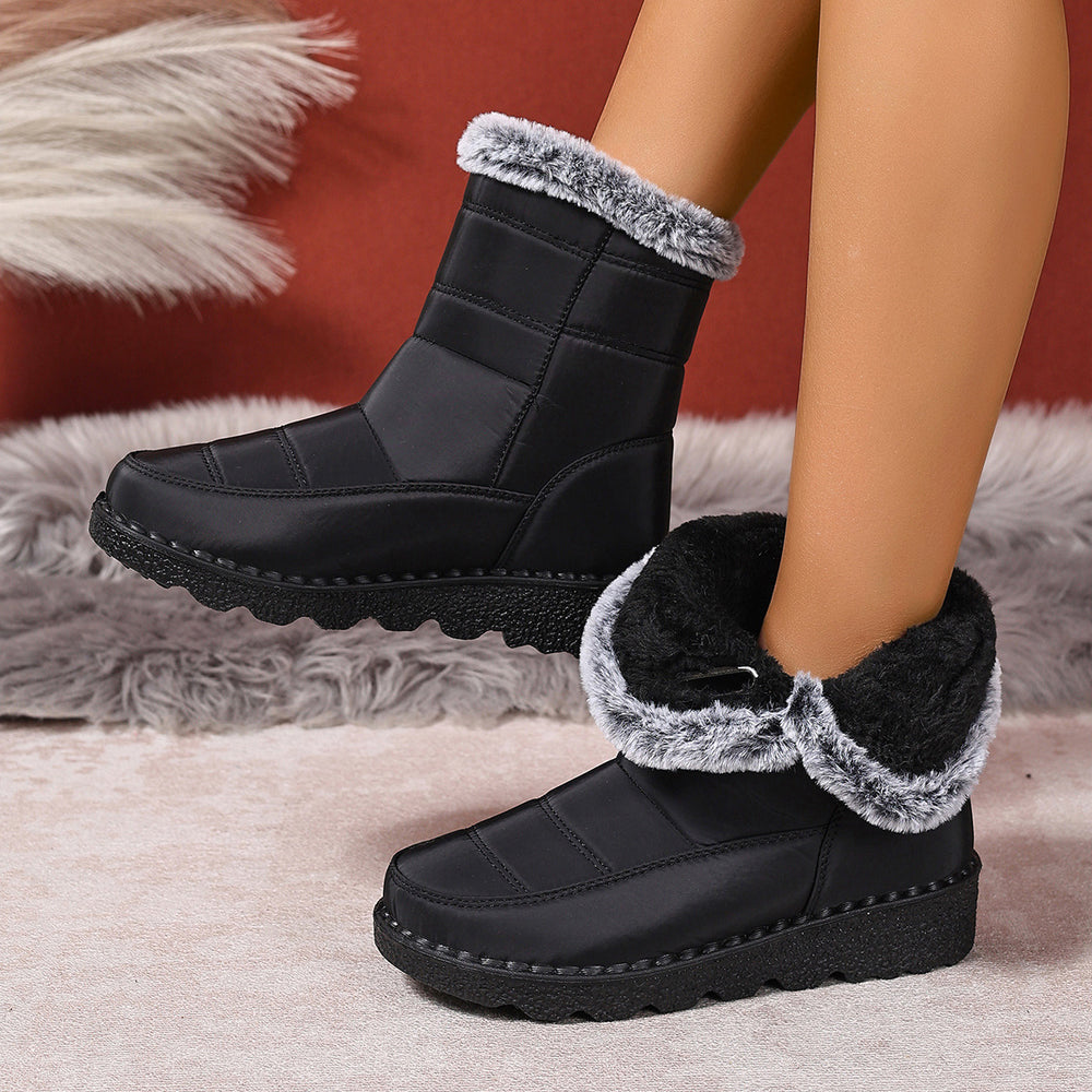 Women's Snow Boots Plus Size Fur-Lined Warm Winter Boots