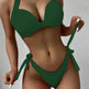 European And American Solid Color Neck Bikini Strap Split Hard Cup Crimp Swimsuit - EX-STOCK CANADA