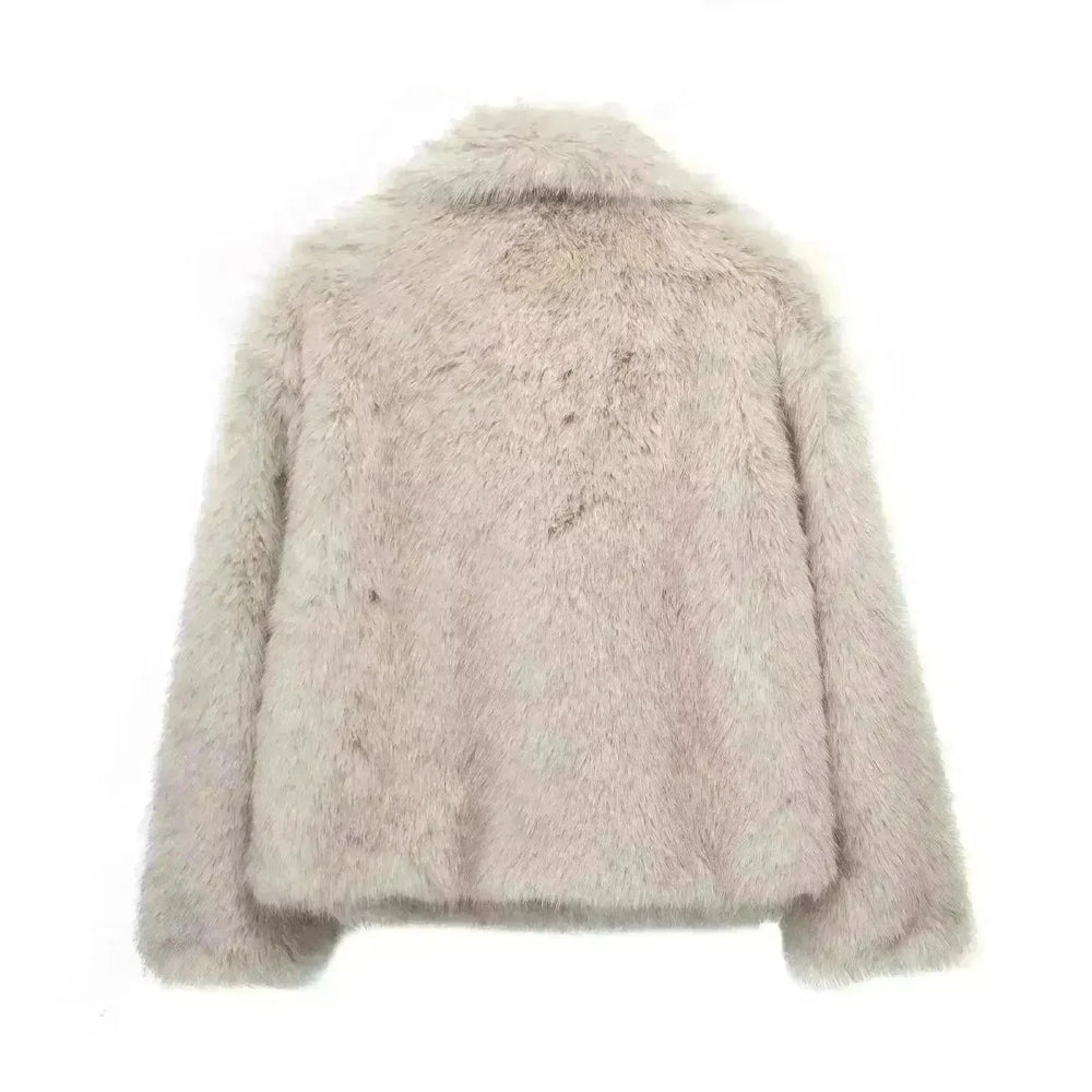 Winter Plush Open front Coat Thick lapel Outwear Faux Fur Coat women - EX-STOCK CANADA