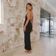 Halter Neck Split Long Dress Summer Slim Fit Backless Dresses Solid Split High neck Long Bodycon  Dress Women's Clothing - EX-STOCK CANADA