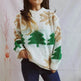 Women's Fashion Christmas Tree Jacquard Round Neck Long Sleeve Pullover Sweater top - EX-STOCK Canada