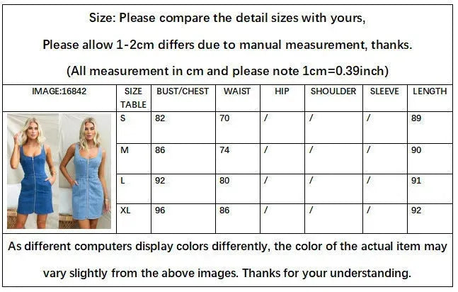 Spring And Summer Casual Slim Fit Denim Sleeveless Dress - EX-STOCK CANADA